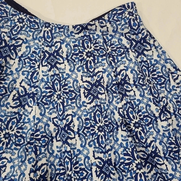 Milly Design Nation Skirt Womens Medium Blue Floral Side Zip Cotton Blend - Picture 3 of 7